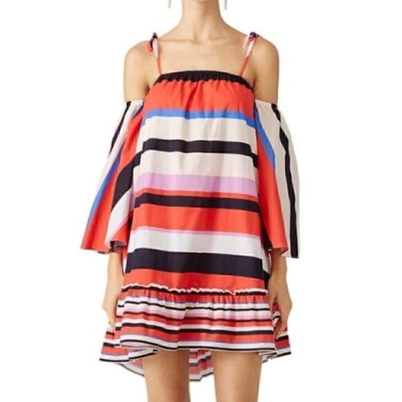 Nicholas Amalfi Striped dress off shoulders sz 4 - Picture 1 of 7
